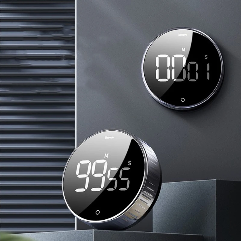 

Magnetic Digital Timer Kitchen Cooking LED Counter Rotate Alarm Remind Manual Electronic Countdown Shower Study Stopwatch Timer