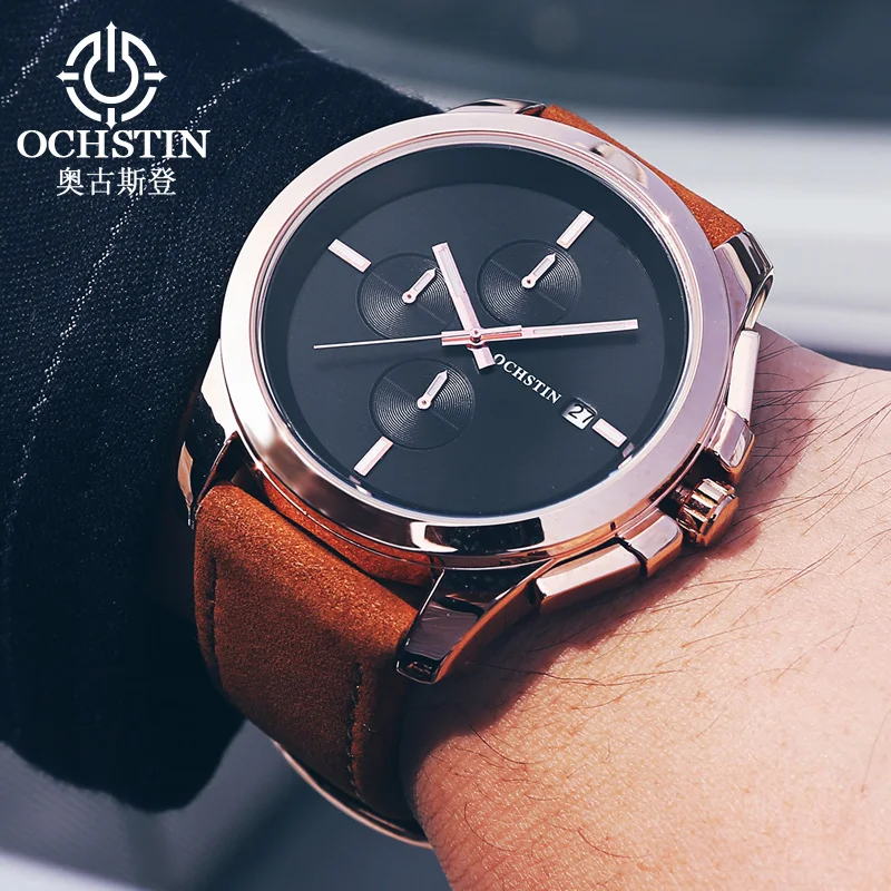 

OCHSTIN Luxury Men's Watch 2022 Fashion Design Brand Multifunction Quartz Movement Sports Waterproof Business Watch Calendar