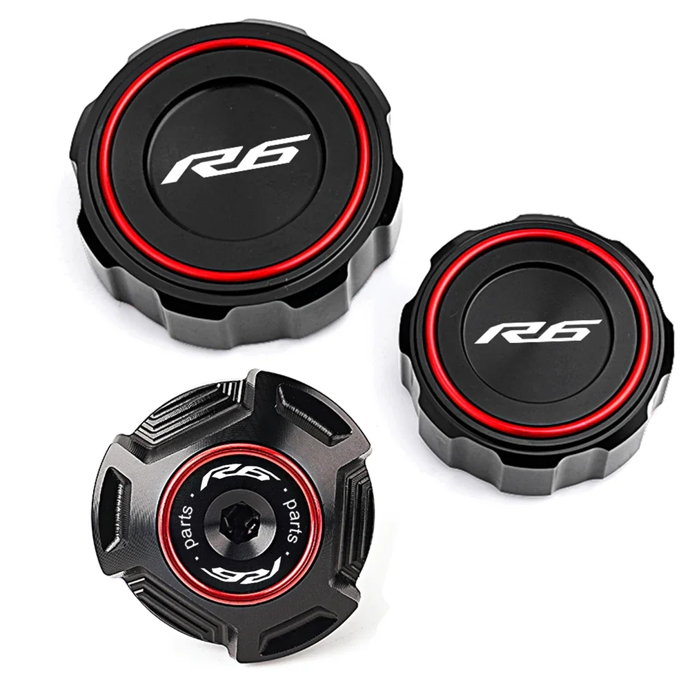 

Для Yamaha YZF R6 YZF-R6 YZFR6 2010-2024 2025 мотоциклетная передняя и задняя крышка бачка тормозного цилиндра, крышка заливной горловины моторного масла