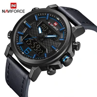 naviforce men sports watches fashion luxury brand mens quartz digital leather waterproof military wristwatch relogio masculino