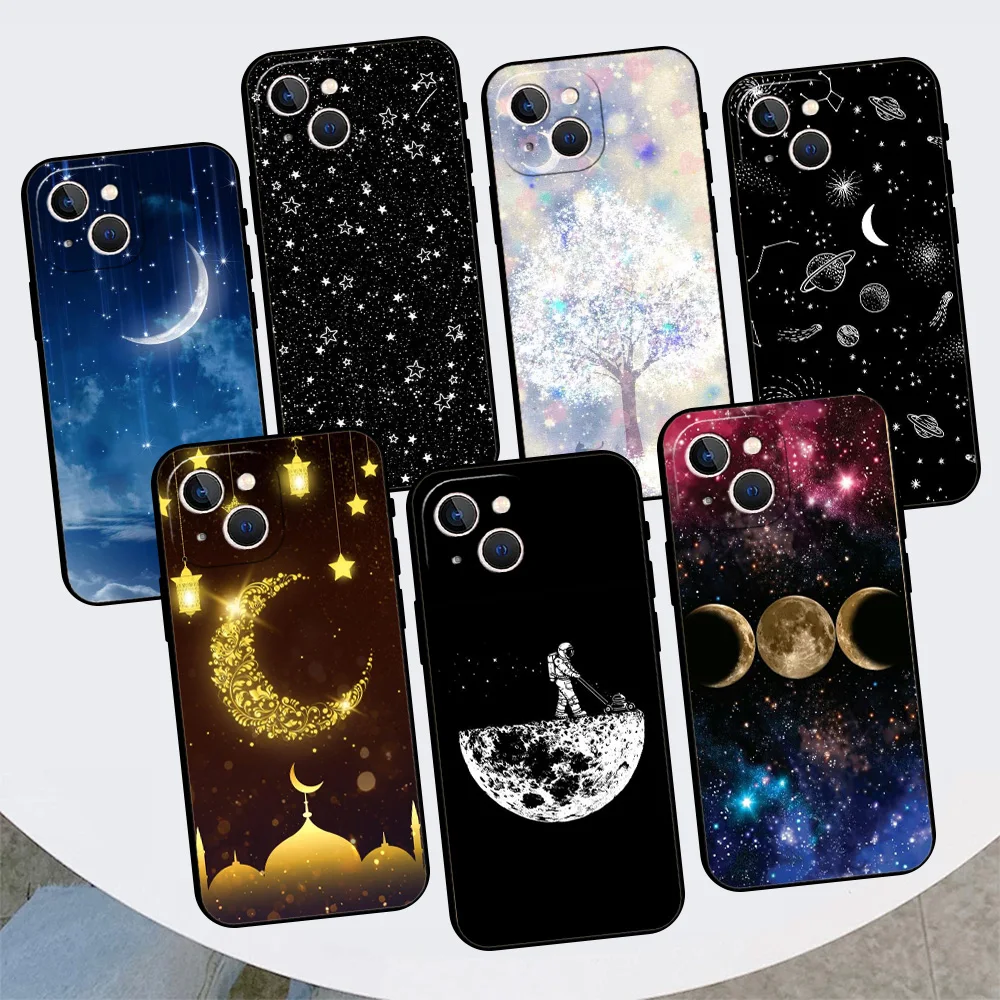 

Glitter Star Moon Case For Apple iPhone 11 13 12 Pro 7 XR X XS Max 8 6 6S Plus SE 2020 5 5S Black Cell Phone Tampa