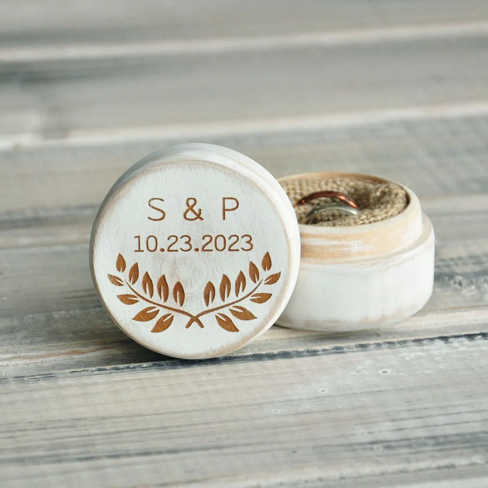 

Custom Vintage Wedding Ring Box Engraved Ring Bearer Box Personalized Wedding Ring Holder Rustic Wooden Box Engagement Ring Box