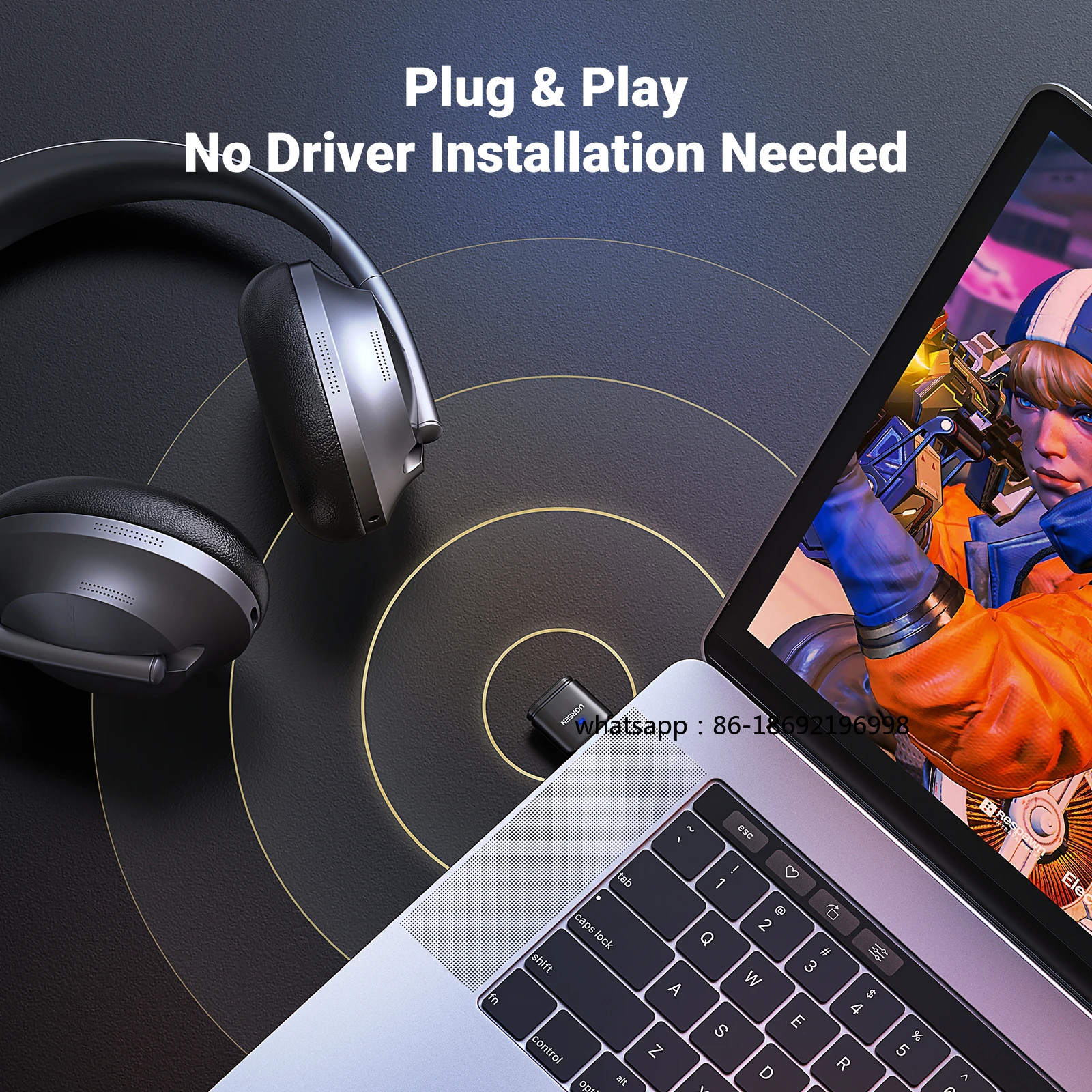 Фото USB Bluetooth 5.3 передатчик aptX HD AD, аудиоадаптер для PS5, PS4, Nintendo Switch, гарнитуры, колонок, микрофона, Bluetooth-приемник №5