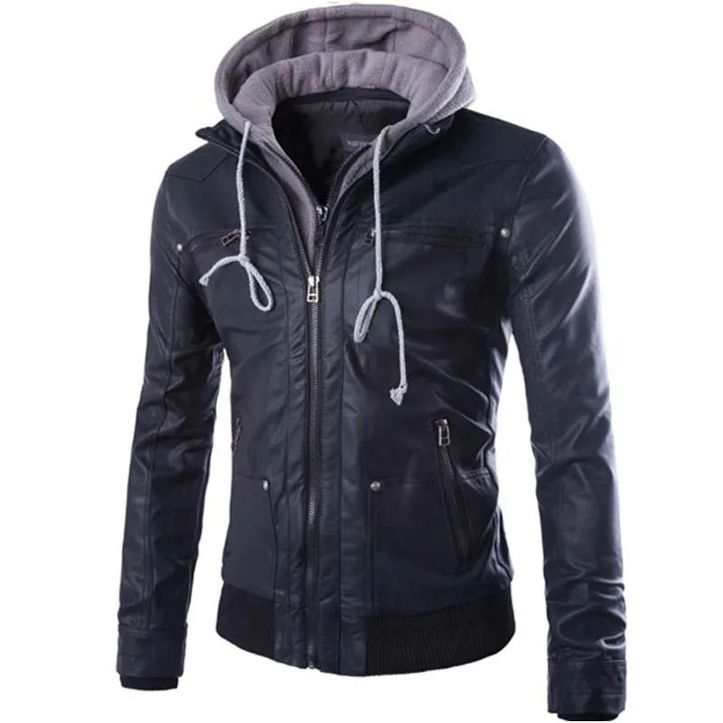

New Men Daily Autumn and Winter PU Jacket Casual Classic Warm Fleece Leather Jacket Coats Men Motor Leather Jackets Men US Size