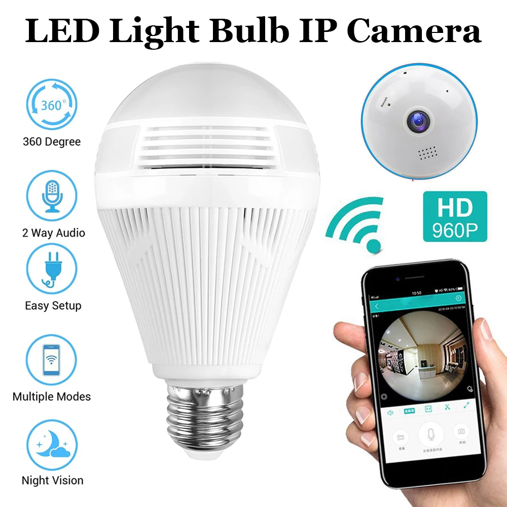 Беспроводная IP-камера с углом обзора 360 градусов и светодиодной подсветкой 960P |