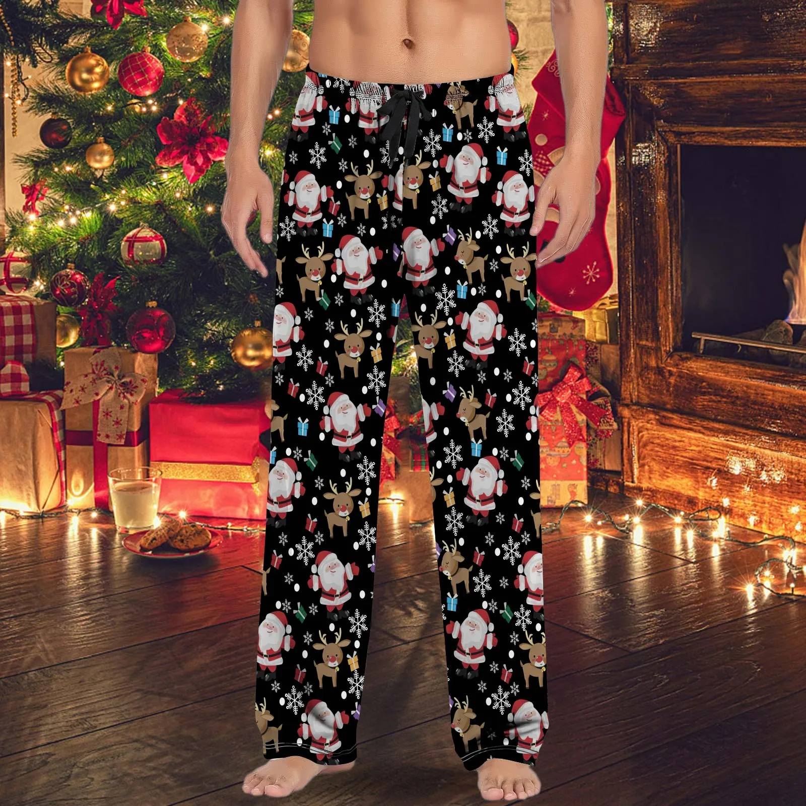 

Christmas Mens Casual Pants Pajama Pants With Drawstring And Pockets Christmas Gift Chinos Slim Fit