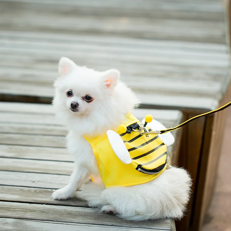 

Cute Soft Mesh Fabric Bee Shape Harness Pet Dog Vest Walking Rope for Small Dogs Pomeranian Corgi Pet Har Vest Traction Rope