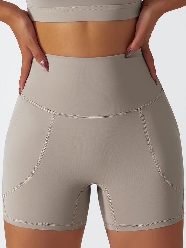 

SVOKOR Double Side Pockets Yoga Shorts Quick Drying Birker Short Women Naked Feeling Pants Butt Lift Stretchy Tight Activewear