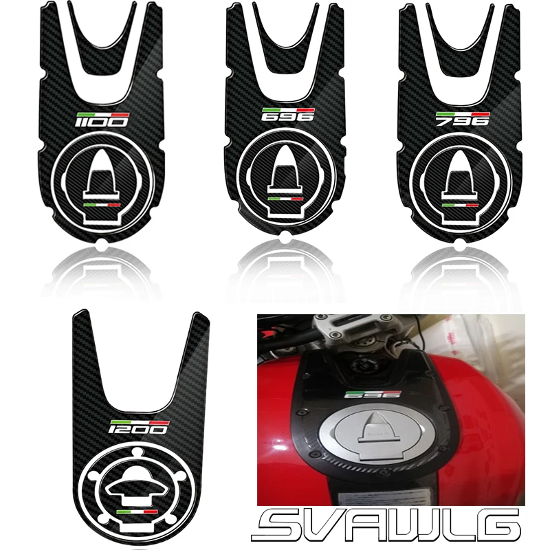 

For Ducati Monster 696 796 821 1100 1200 Diavel 3D Carbon-look Motorcycle Gas Cap Sticker Tank Pad Protector