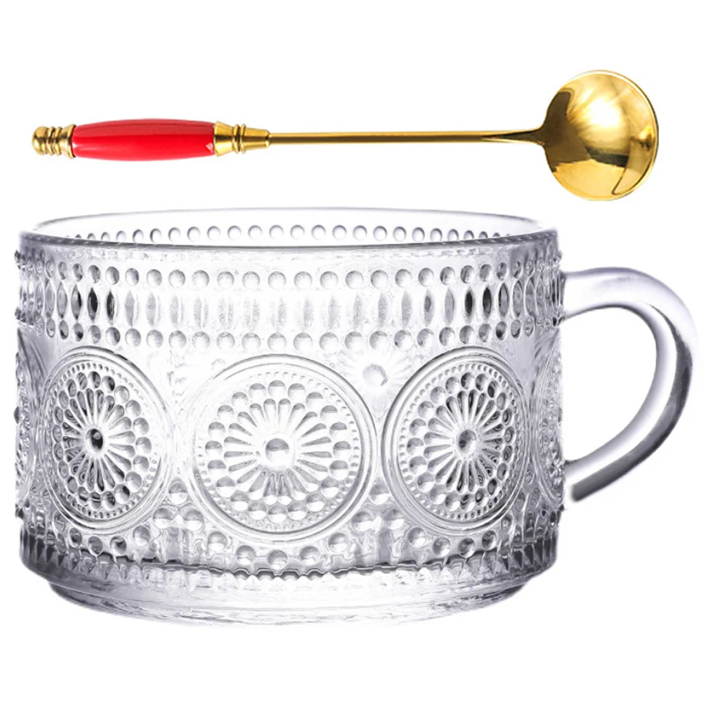

1 Set Multifunctional Home Clear Vintage Vintage Embossed Coffee Cup Handle Breakfast Cup Breakfast Cup