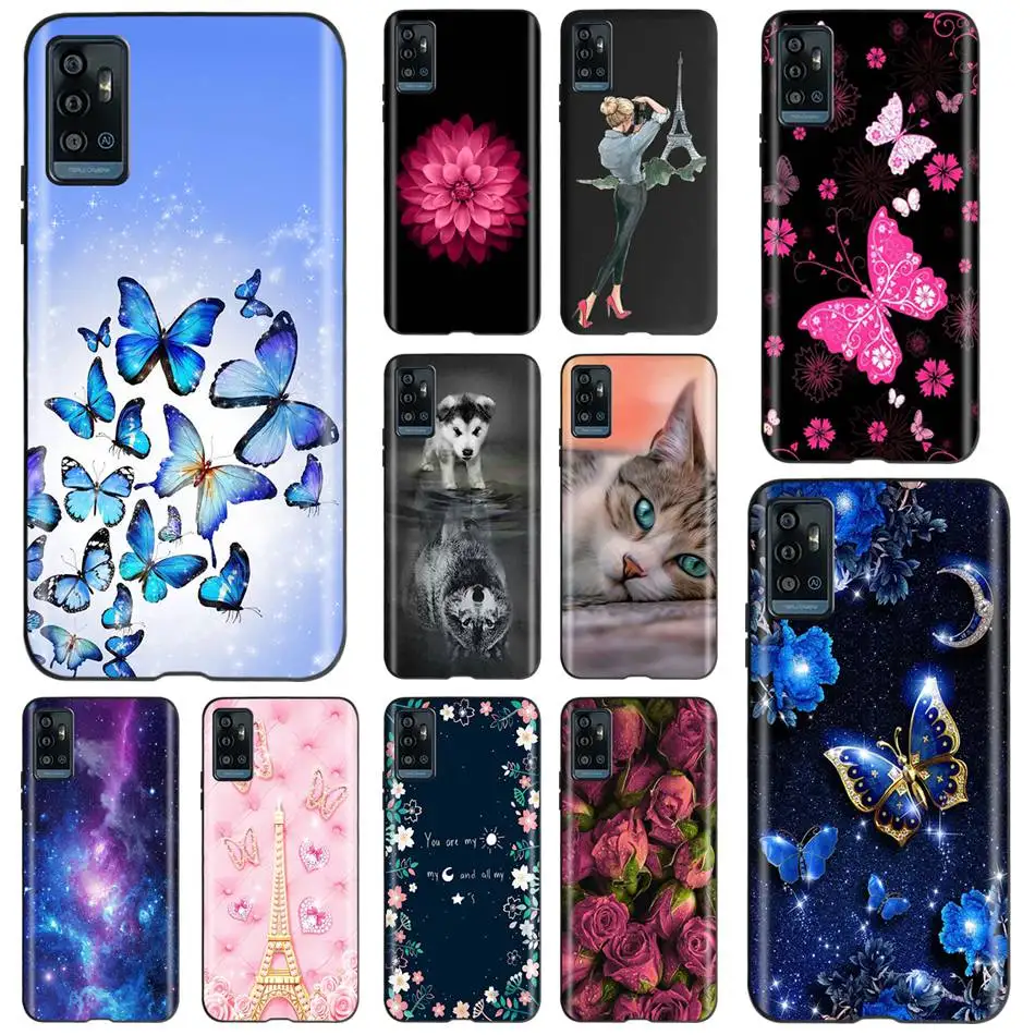 Чехол для ZTE Blade A71, Модный женский чехол с рисунком бабочки, мягкая черная силиконовая задняя крышка из ТПУ для Zte A71, A 71, A7030, бампер