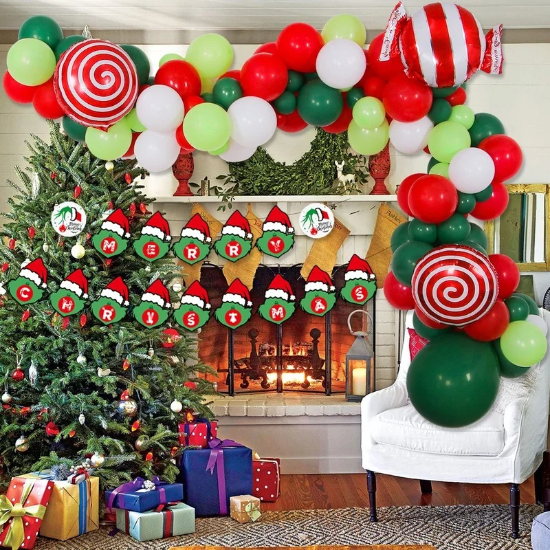 

12 Inch Christmas Balloon Chain Set Latex Aluminum Film Combination Christmas Candy Banner Decoration Balloon Party Supplies