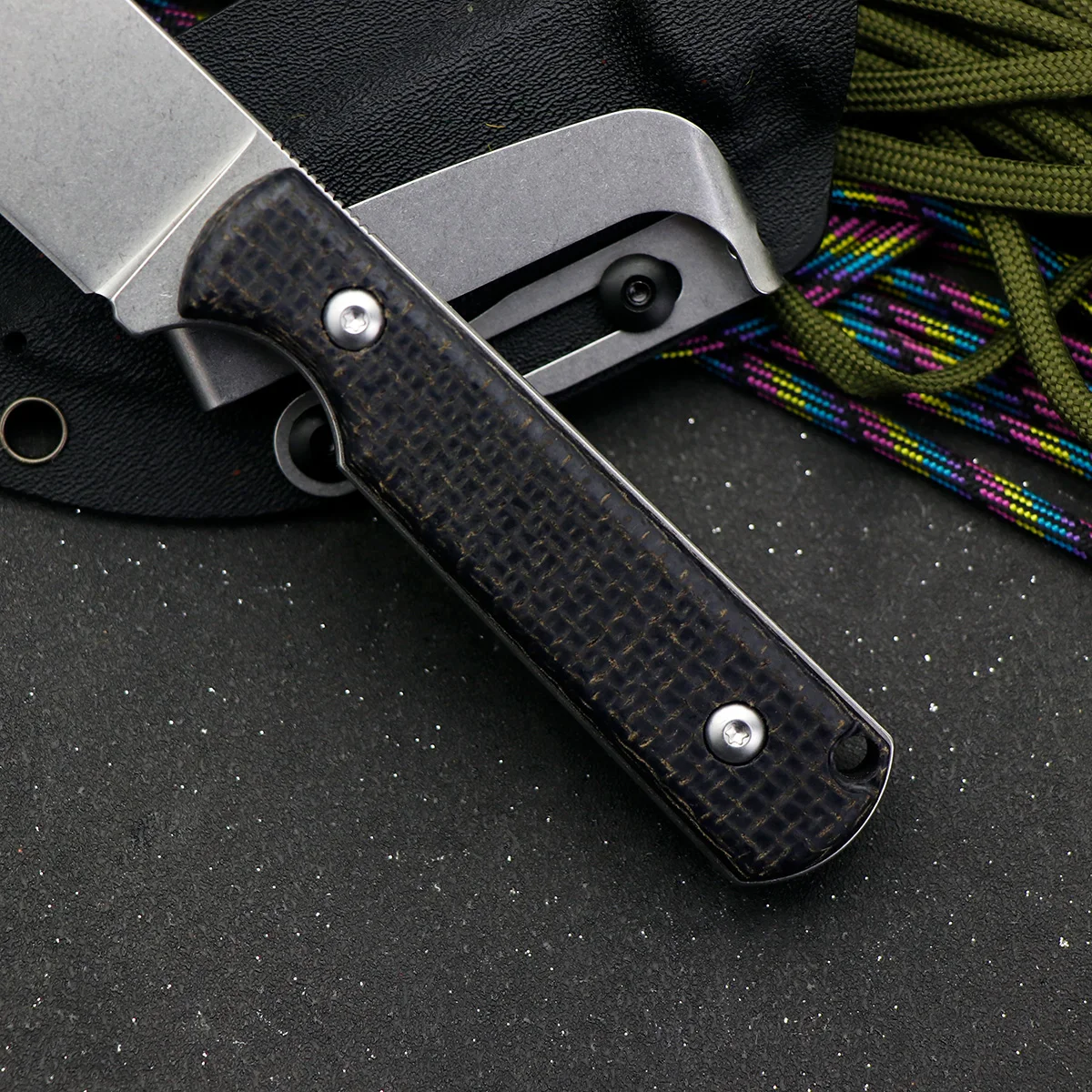 JUMCSONG 3 2-дюймовый компактный прямой нож D350 со встроенной стальной пластиной D2