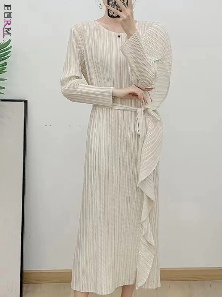 Плиссированные Длинные платья EGRM с оборками женское вечернее платье средней