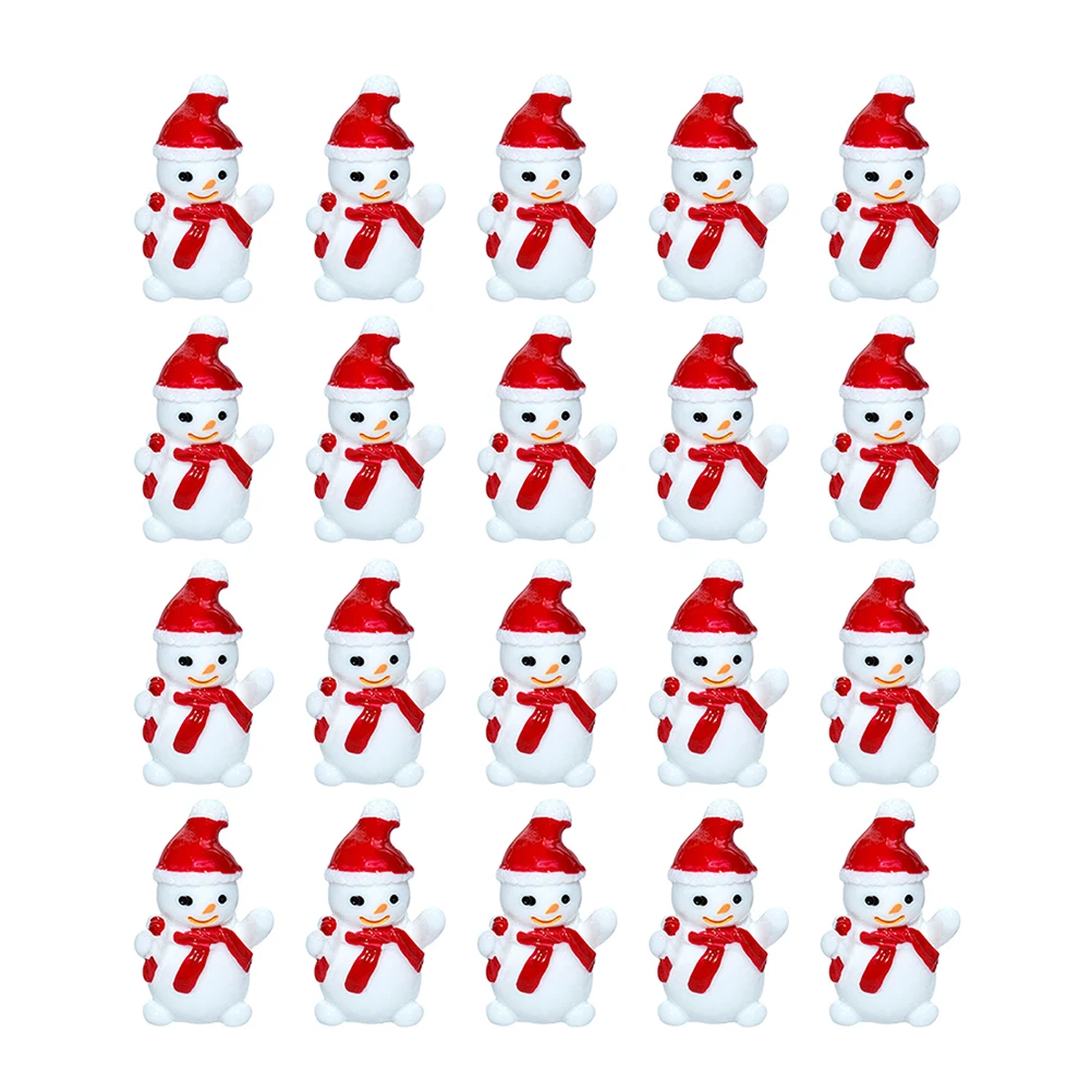 

20Pcs Christmas Miniature Snowman Resin Snowman Ornaments DIY Craft Santa Snowman Miniature Figurine Photo Prop Xmas Decorations