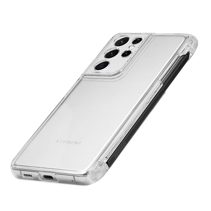 Kup (Tylko Etui) TPU Odporny Na Wstrząsy Futerał Do Samsung Galaxy S21 Ultra 5G Z Gniazdem Rysika Przezroczysty S21Ultra Pokrywa Ochrona Przed Upadkiem