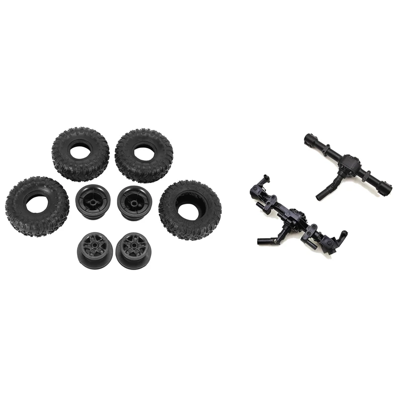 

2 Set RC Car Part: 1 Set RC Car Tires Wheels Rims Set & 1 Set Front And Rear Bridge Axle