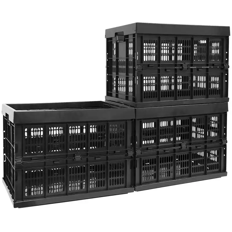 

Гал. Складной пластиковый ящик для хранения, черный, набор из 3 штук-органайзеров, силиконовые переходники, крышка для коробки, контейнер для хранения пищи