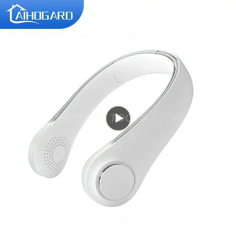 

2400mAh Summer Air Neck Fan Mini Bladeless Fan Leafless Hanging Neck Fan Air Cooler Neckband Fans Mute Sports Fans For Home