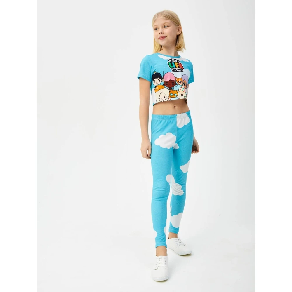 Спортивный костюм для девочки FortyFour GSS056 голубой хлопок 100% |