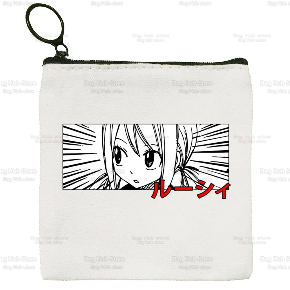Fairy Tail Canvas Coin Purse Custom Logo Storage Pouch Canvas Bag  New Guild Cartoon Coin Bag Key Anime Natsu Zodiac Coin Purse