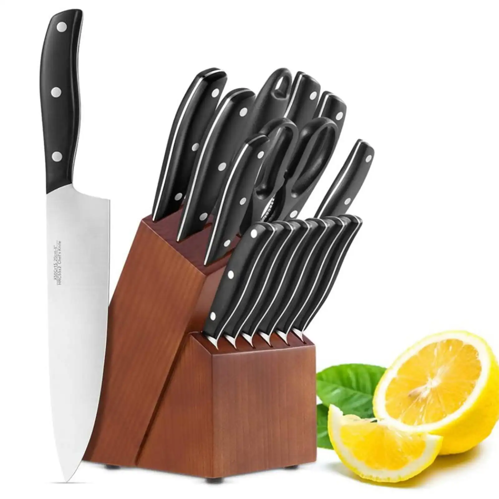 

Knife Block Set 15 Pieces Knife Set with Block for Kitchen Best Gift