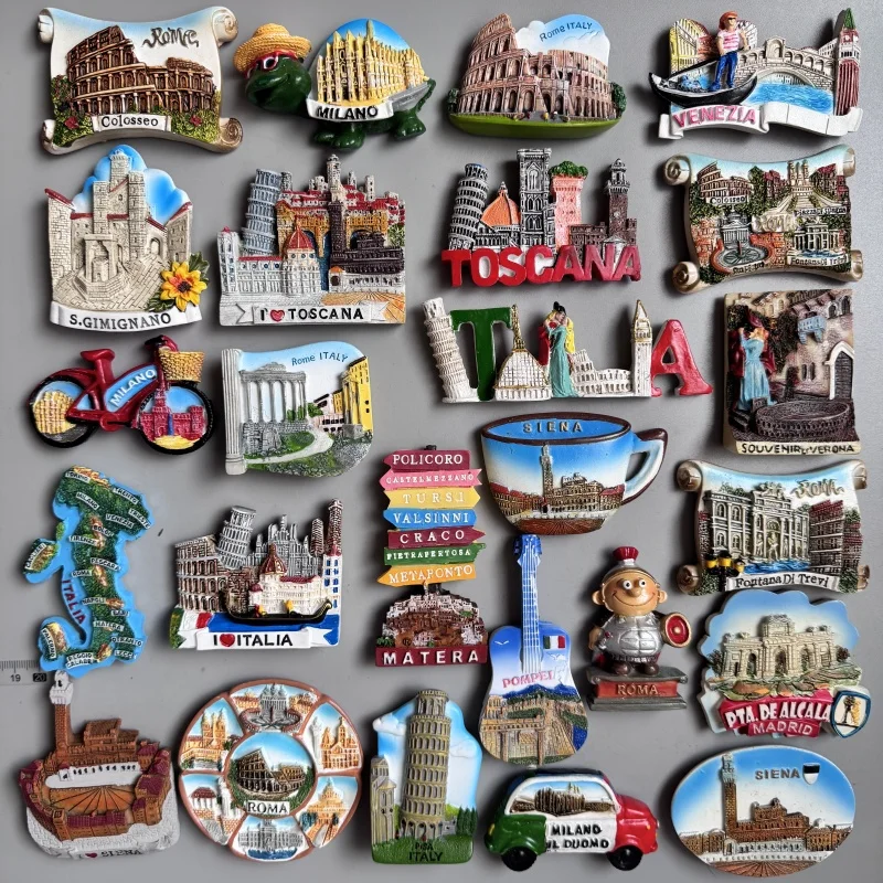 Фото Италия Магниты на холодильник Туристический сувенир Colosseo Milano Rome Toscana Madrid Siena Matera Pompei Наклейки на холодильник Домашний декор №1