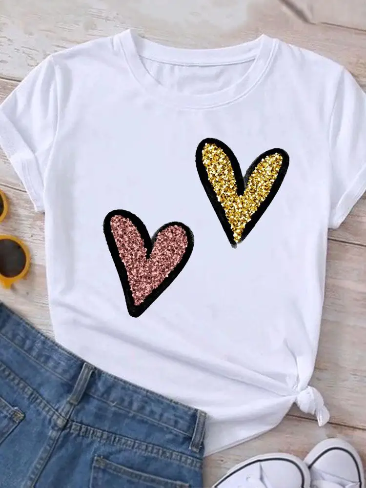 

Love Trend Sweet Casual Clothing Summer Graphic T Shirt Short Sleeve Women Print Fashion Clothes Tee T-shirt Female Top