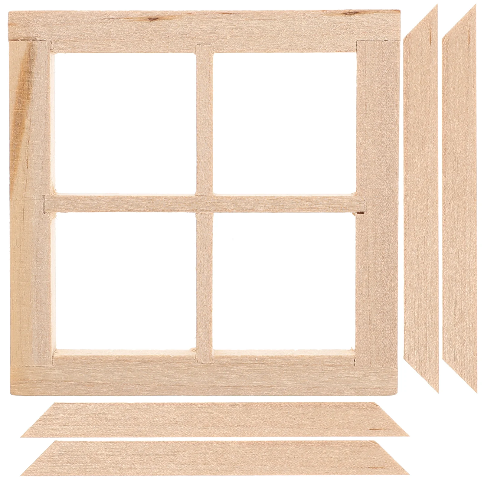 

1 pc Pretend Play Toy Mini Window Furniture Ornament Wood Window Decor