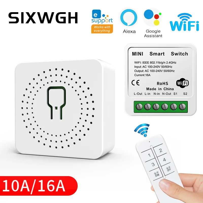 Фото Умный переключатель eWeLink Wi-Fi 16A Mini Smart Switch Управление через приложение Таймер-переключатель Поддержка нескольких голосовых управлений с Alexa Google №1
