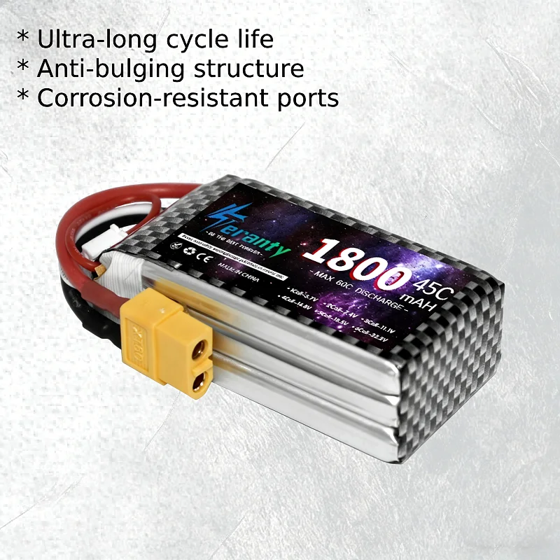 Фото 1 шт. аккумулятор TERANTY RC Lipo 7.4V 11.1V 2S 3S 1500mAh 1800mAh 2200mAh 3000mAh 4200mAh 5600mAh 7200mAh с разъемами XT60-T и Deans №3