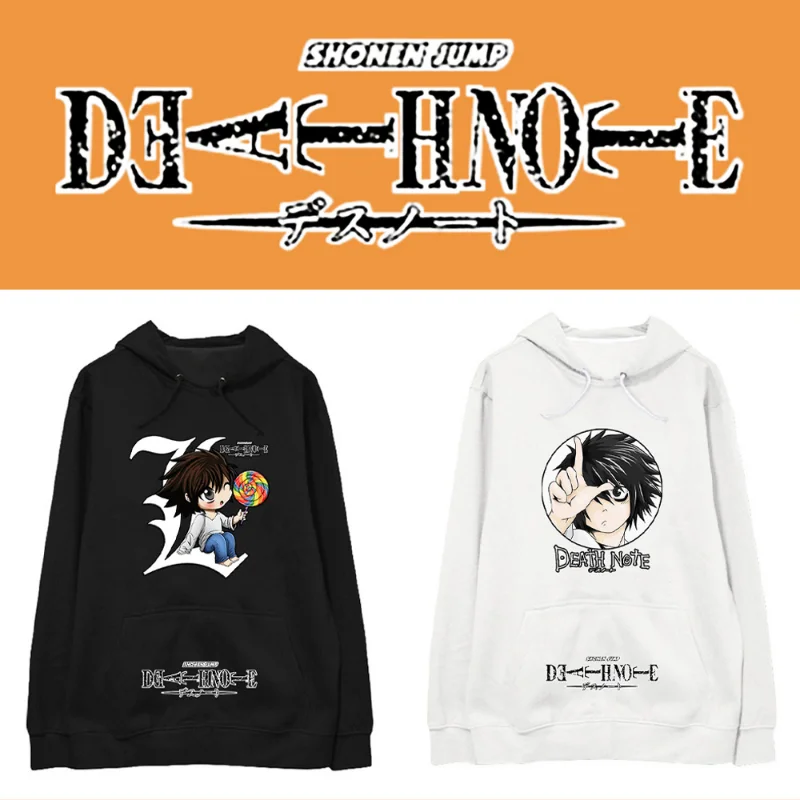 

Anime Clothes Woman Death Note Print Hoodies for Women Clothing L Lawliet Printed Cute Black Fashion Boy Girl Autumn Winter Warm