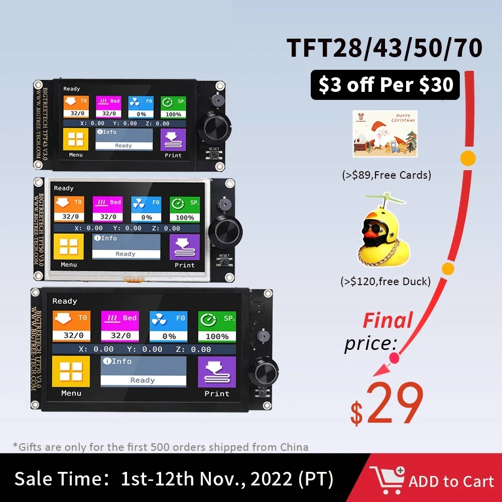

2023 TFT43 TFT50 TFT70 TFT28 V3.0 сенсорный экран 12864LCD Запчасти для 3D принтера TFT35 MKS TFT70 для Ender 3/5 SKR V1.4 MINI E3