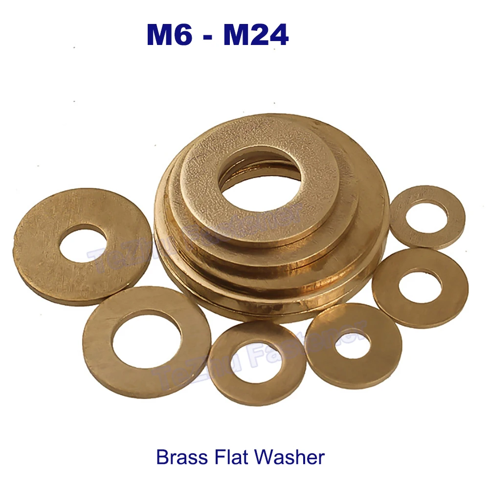 

M6 M8 M10 - M18 M20 M22 M24 Solid Brass Copper Flat Washer Gasket Plain Washers Metal screw Flat Washer Thickened Brass Round
