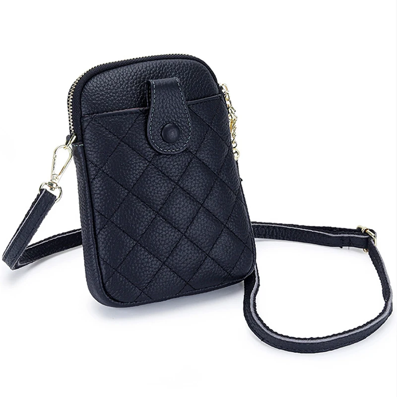

Female Mobile Crossbody Bag Luxury Leather Women's Phone Purse Plaid Ladies Cellphone Shoulder Pouch Messenger Handbag for Women