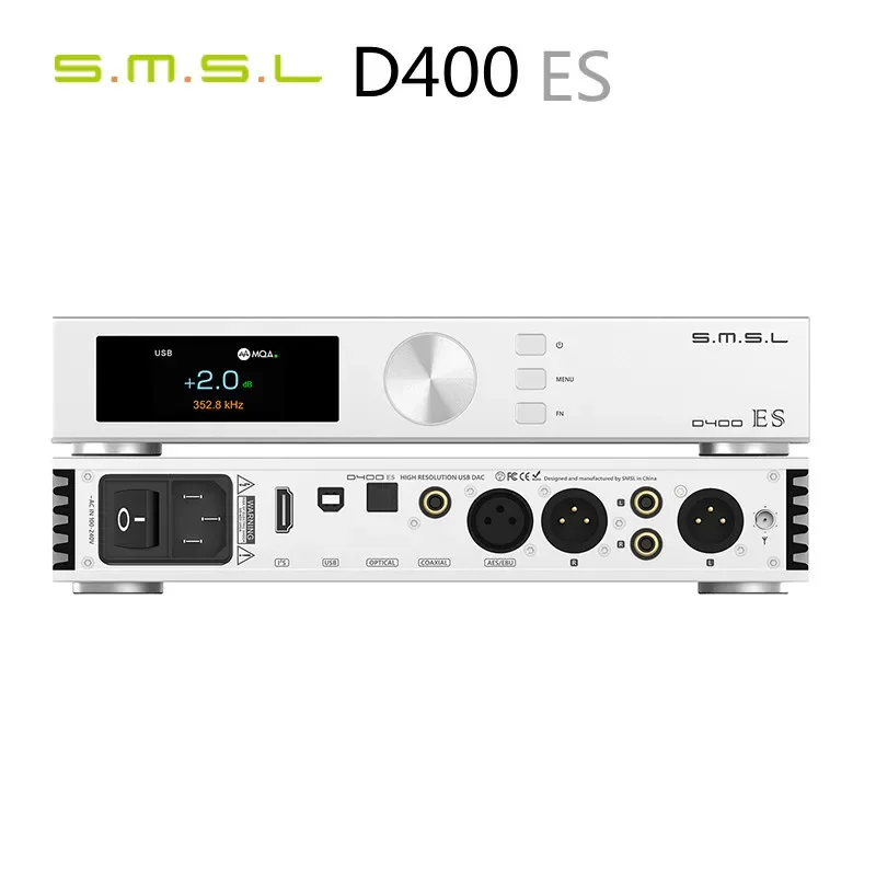 Декодер SMSL D400ES MQA и MQA-CD ЦАП DSD512 ES9039MSPRO чип XMOS XU316 PCM 32 бит/768 кГц JAS HI-Res