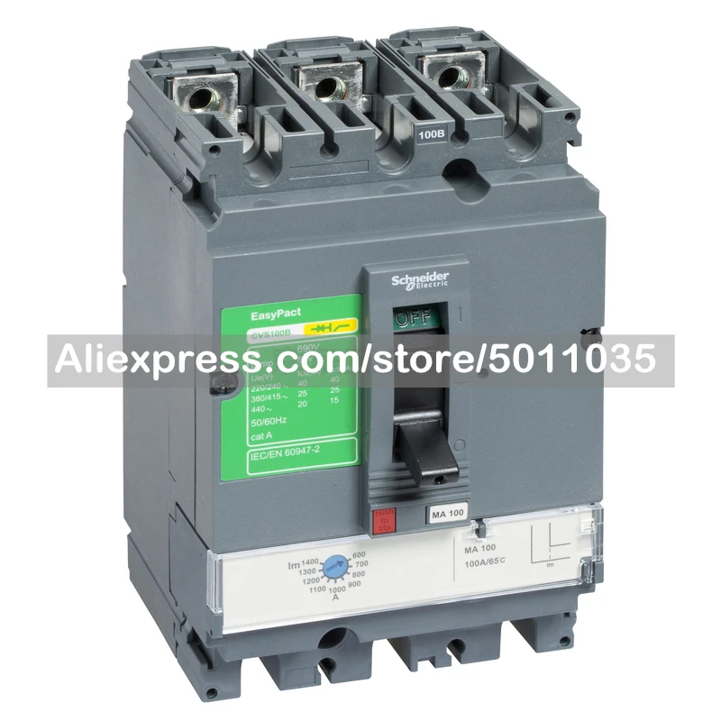 

LV510442 Schneider Electric Molded Case Circuit Breaker Fixed; CVS100F MA12,5 3P3D