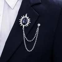 new vintage tassel chain brooch pin metal crystal brooches suit shirt collar badge corsage lapel pins for men jewelry gifts