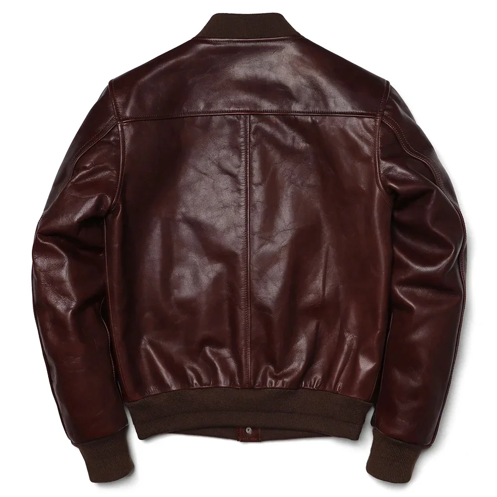 Классическая летная куртка винно-красного цвета A1 мужская натуральная кожа