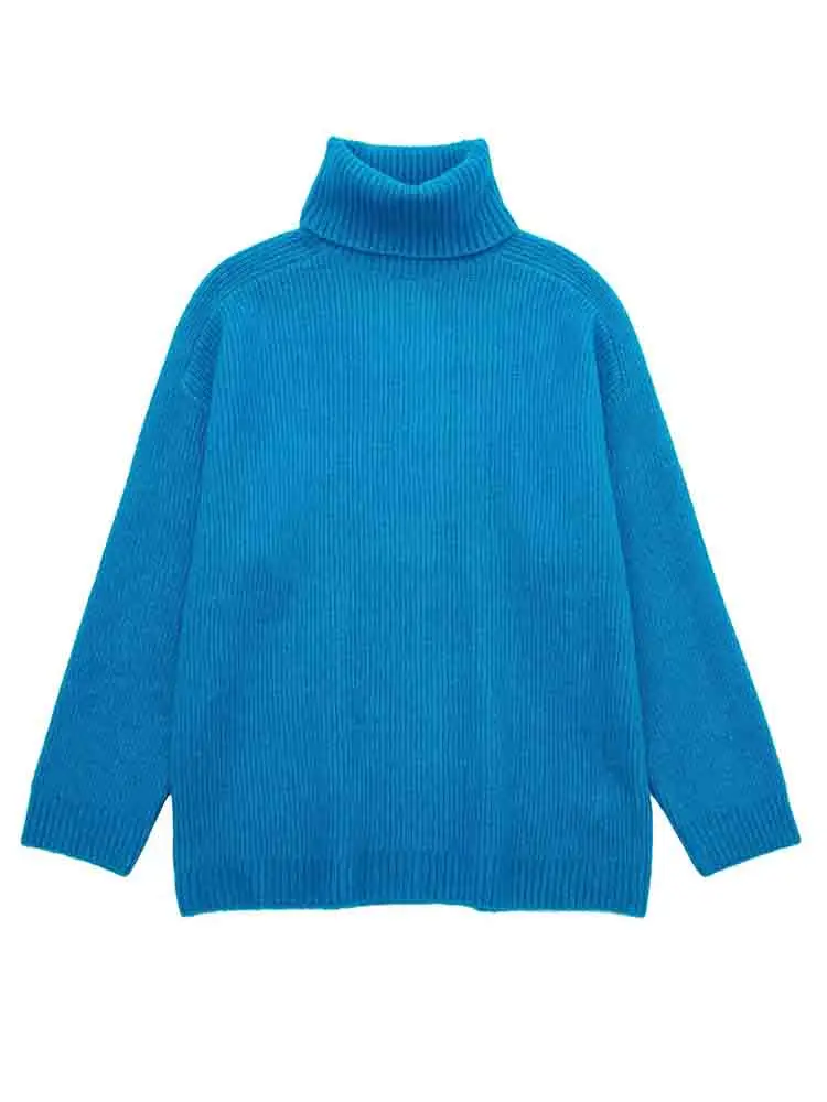 

KLKXMYT TRAF 2022 Женский вязаный свитер осенне-зимние теплые свободные свитера с высоким воротником пуловер Модные мягкие Топы с длинным рукавом