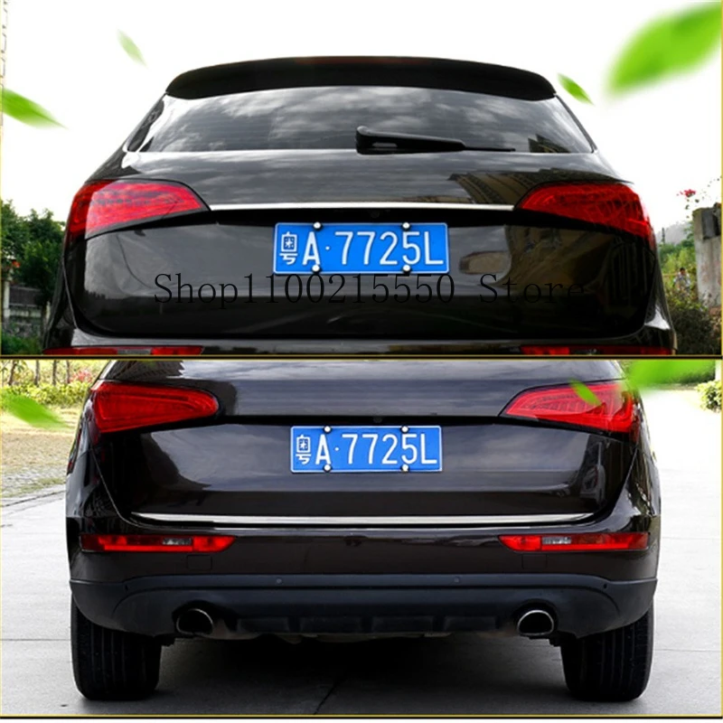 Фото Хромированная Задняя Крышка багажника из углеродного волокна для Audi Q5 2010-2018, отделка, автомобильные аксессуары, задняя дверь, багажная полоса, украшение автомобиля №2
