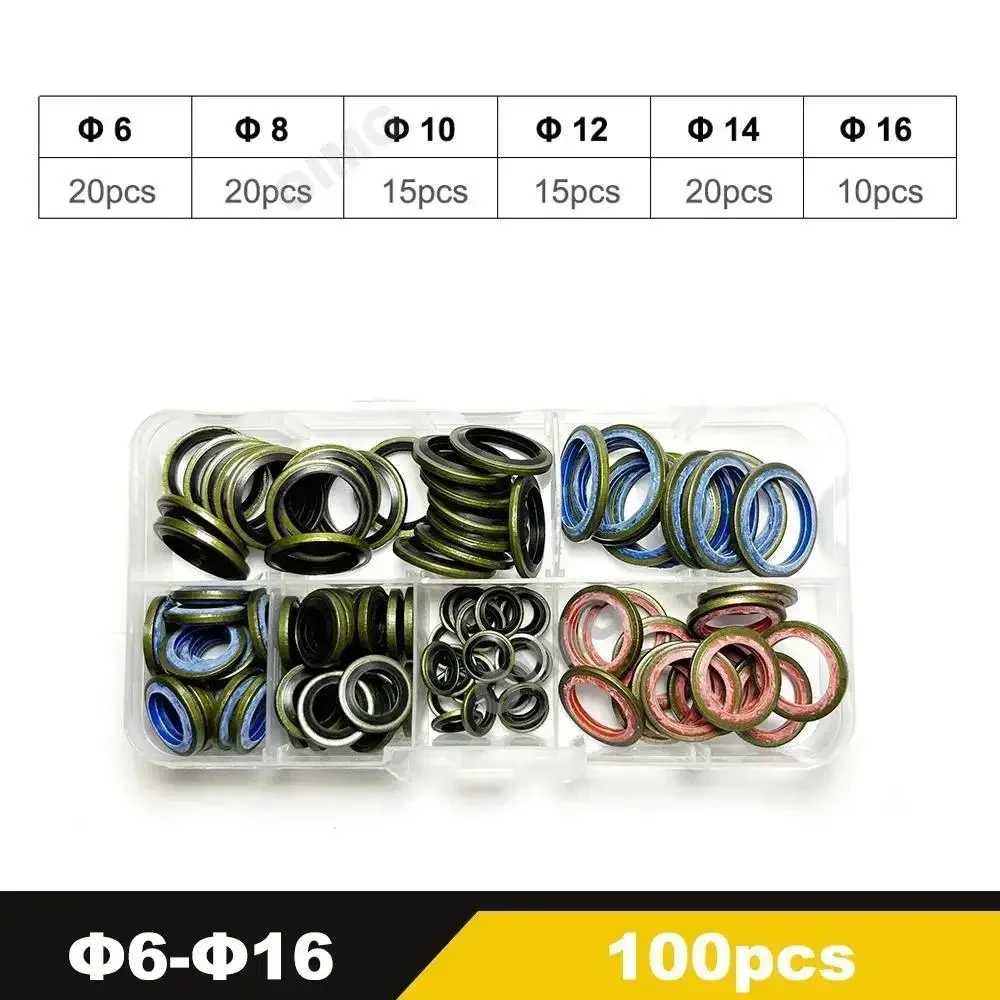 

100/245 шт. NBR металлическая скрепленная уплотнительная шайба с высоким прессом, гидравлическое масло, резиновое уплотнительное кольцо, сливная пробка масляной трубы, уплотнительный комплект прокладок