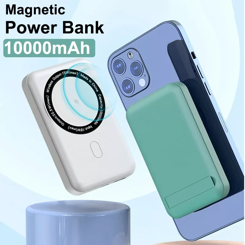 

NEW Wireless Charging 10000mAh Power Bank Stand For IPhone 12 13 Pro Max 22.5W Fast Charge LED Poverbank Bracket