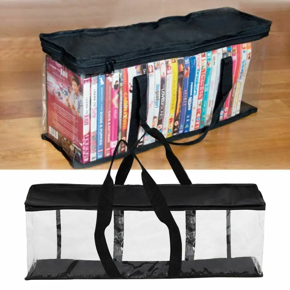 

Portable Media Collection Bag Large Capacity Holder Transparent PVC DVD Storage Bag Hold Up CDs for Home Game Videotapes