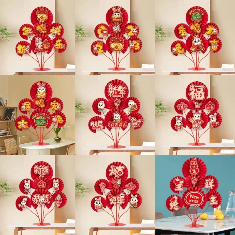 

2023 Spring Festival Decor Desktop Paper Fan DIY Craft Fu Character Fan Dropshipping