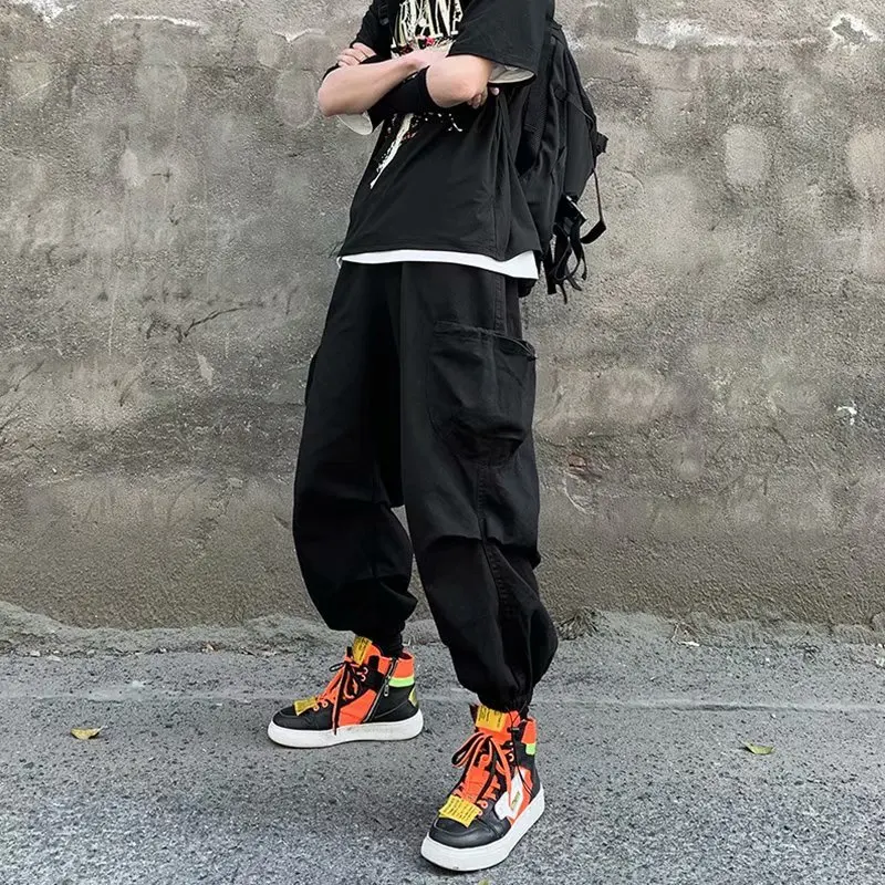 

2023 Mens Black Pants Streetwear Harajuku Sweatpants Fashion Cargo Trousers