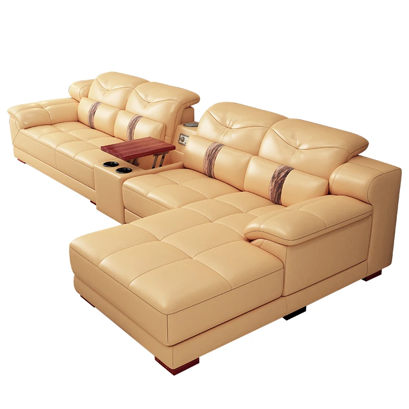 

Head Leather Cattle Hide Sofa Modern Simple Size Apartment Living Room Corner Combination Furniture Leather Sofa