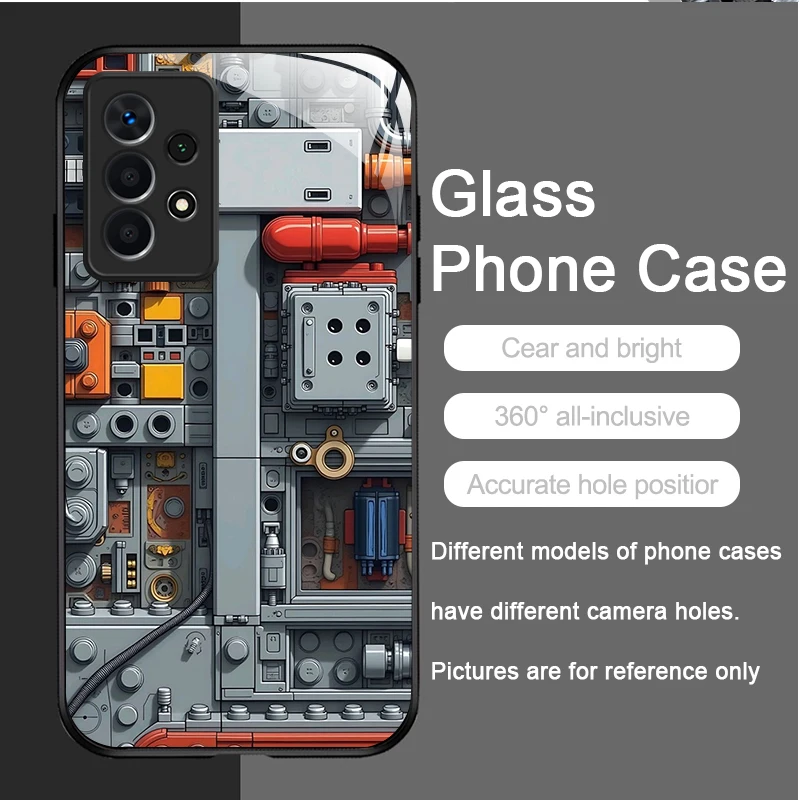 Фото Креативный стеклянный чехол для телефона с механической платой для Huawei Honor 200 100 90 Mate 50 40 Pro 5G Nova 11 10 SE P30 P40 Lite Cover №3