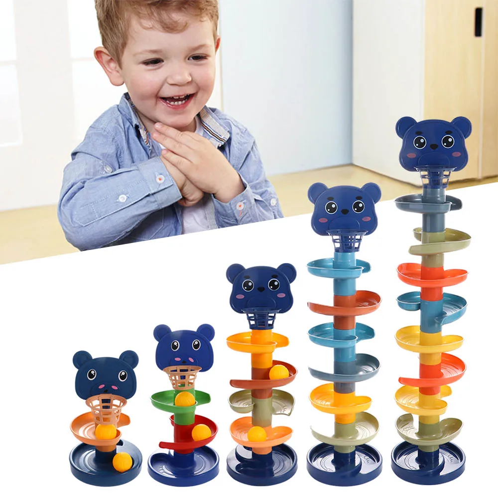 Baby Toys Rolling Ball Pile Tower Early Educational Toy For Babies Rotating Track Baby Gift Stacking Toy For Children