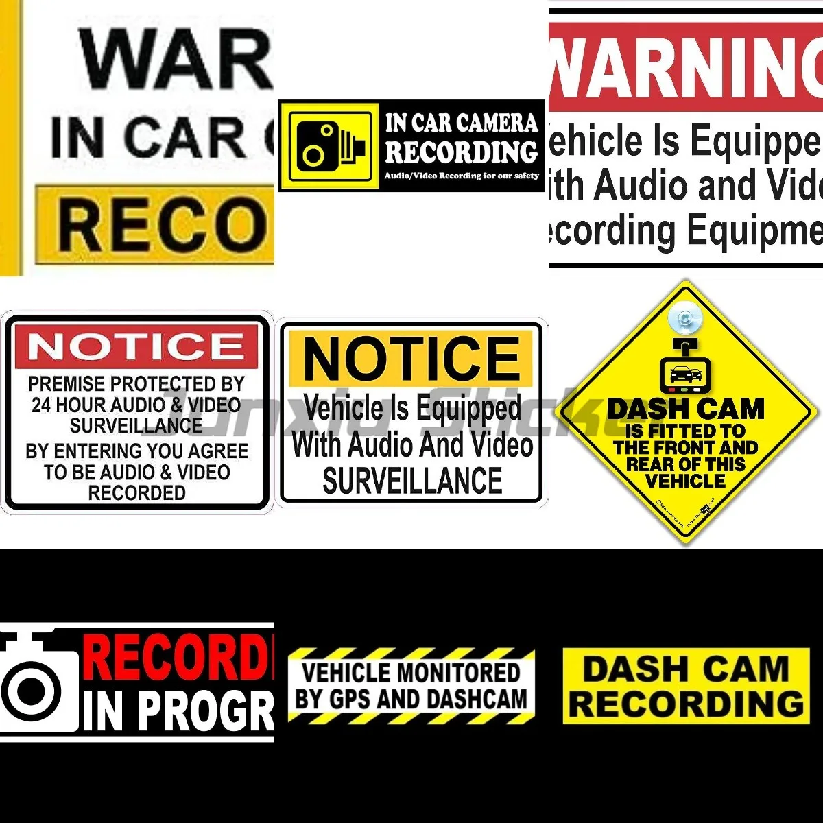 Security Camera Warning Vinyl Decal Stickers Car Window You Are Being Videotaped Hidden CCTV Recording